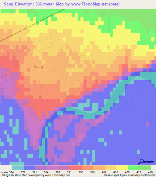 Sang,Uzbekistan Elevation Map