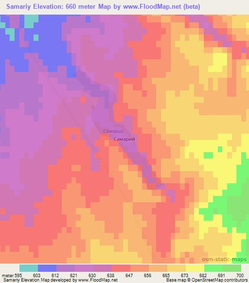 Samariy,Uzbekistan Elevation Map