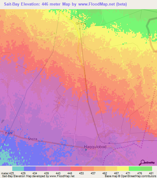 Sait-Bay,Uzbekistan Elevation Map