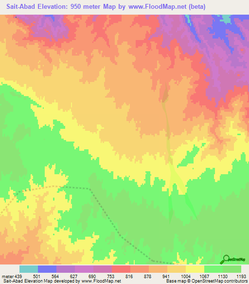 Sait-Abad,Uzbekistan Elevation Map