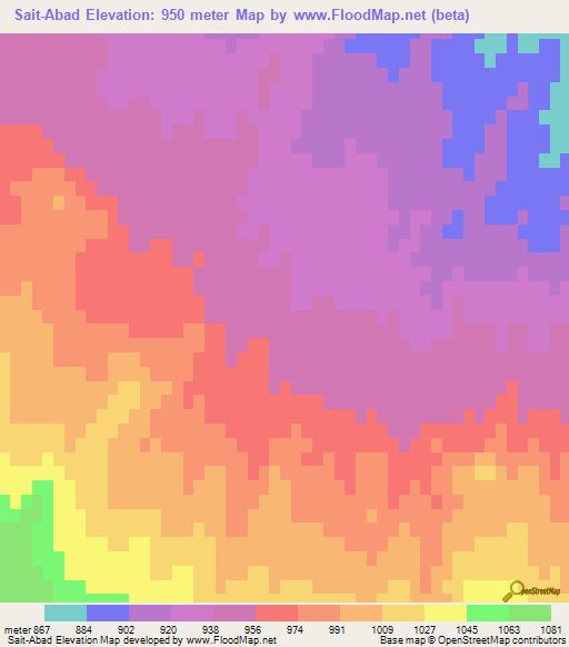 Sait-Abad,Uzbekistan Elevation Map