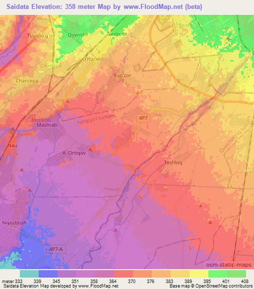 Saidata,Uzbekistan Elevation Map
