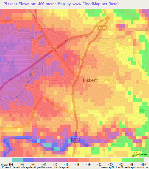 Piskent,Uzbekistan Elevation Map