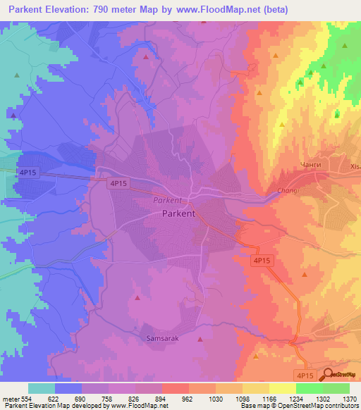 Parkent,Uzbekistan Elevation Map