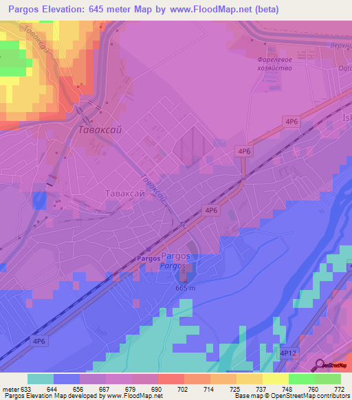 Pargos,Uzbekistan Elevation Map