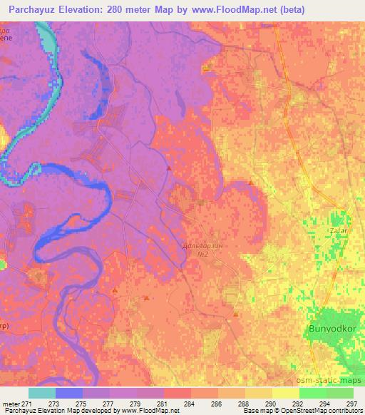 Parchayuz,Uzbekistan Elevation Map