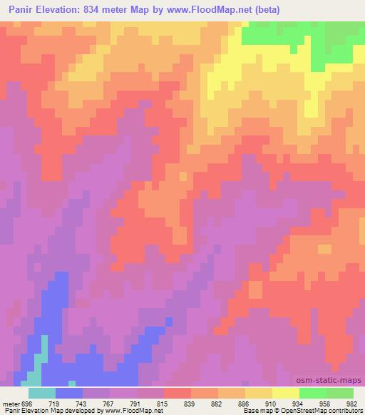 Panir,Uzbekistan Elevation Map