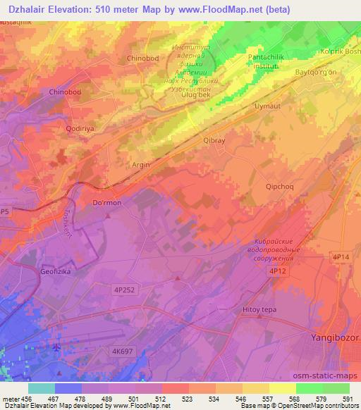 Dzhalair,Uzbekistan Elevation Map