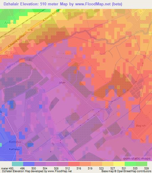 Dzhalair,Uzbekistan Elevation Map