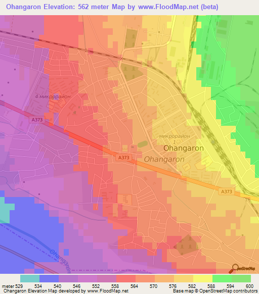 Ohangaron,Uzbekistan Elevation Map