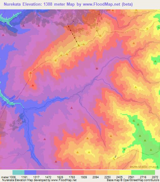 Nurekata,Uzbekistan Elevation Map