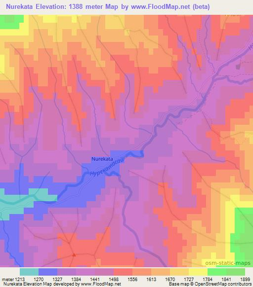 Nurekata,Uzbekistan Elevation Map