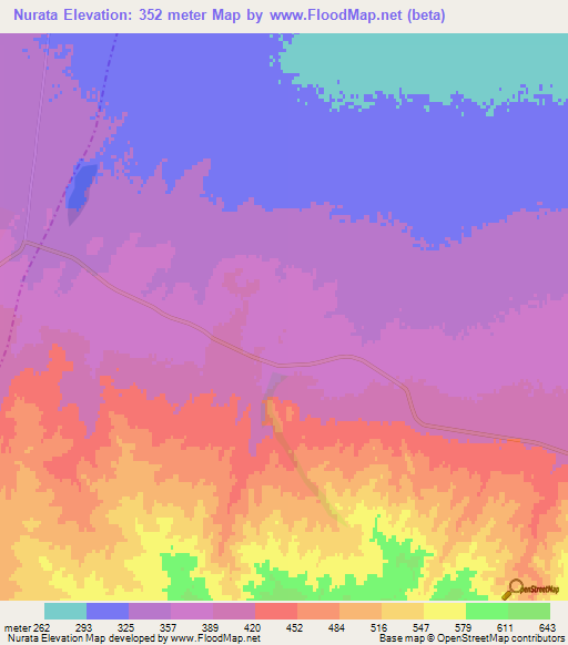 Nurata,Uzbekistan Elevation Map