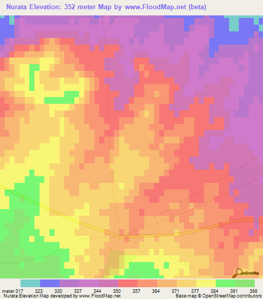 Nurata,Uzbekistan Elevation Map