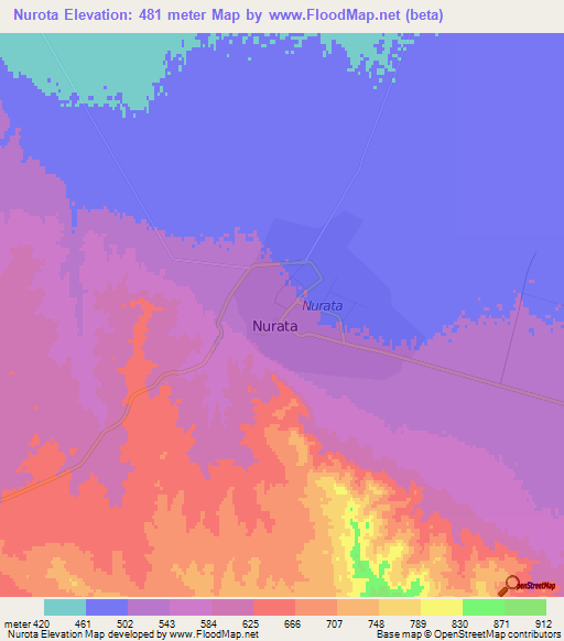 Nurota,Uzbekistan Elevation Map