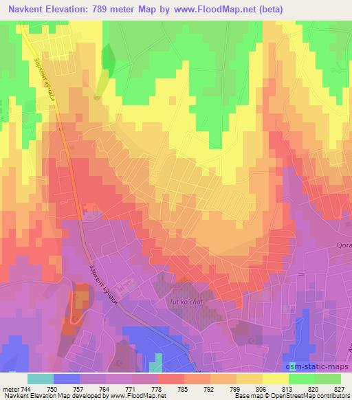 Navkent,Uzbekistan Elevation Map