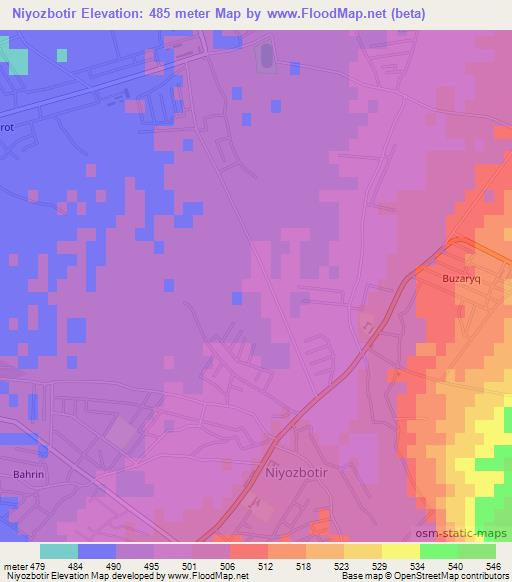 Niyozbotir,Uzbekistan Elevation Map