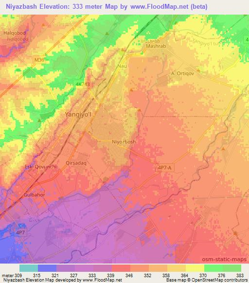 Niyazbash,Uzbekistan Elevation Map