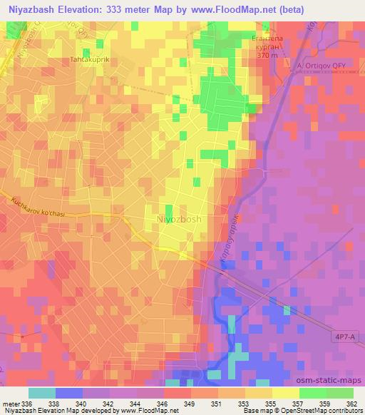 Niyazbash,Uzbekistan Elevation Map