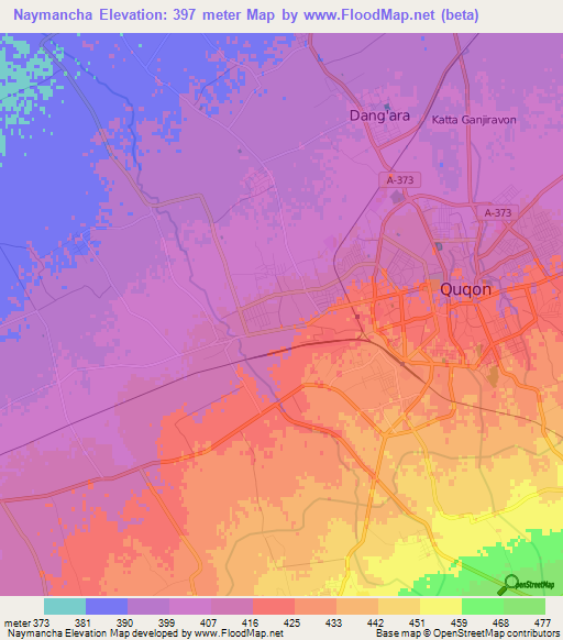 Naymancha,Uzbekistan Elevation Map