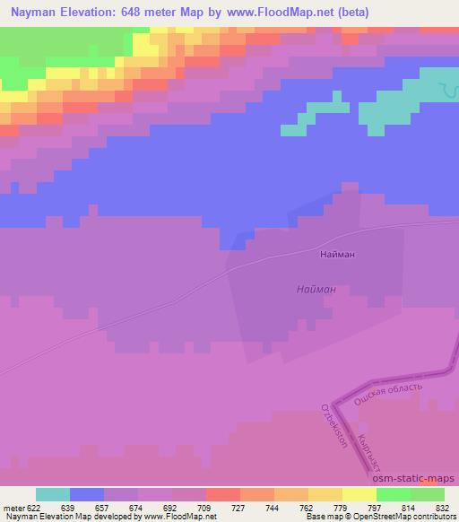 Nayman,Uzbekistan Elevation Map