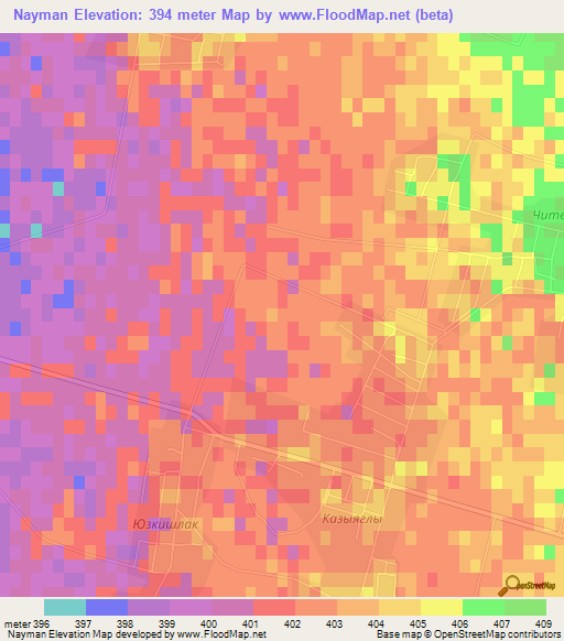 Nayman,Uzbekistan Elevation Map