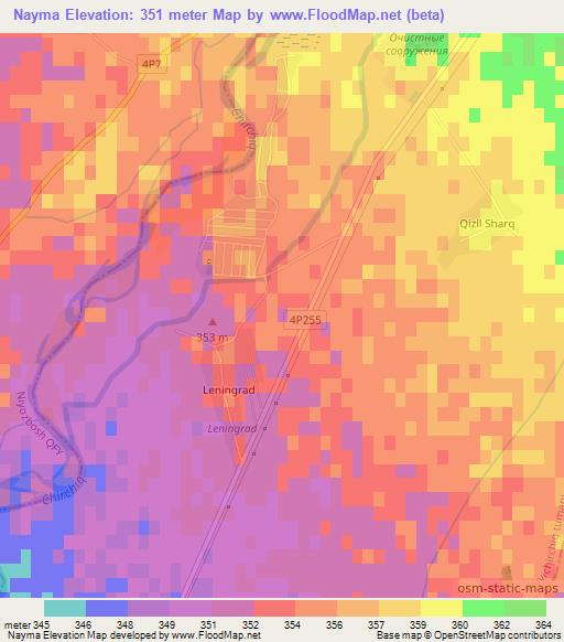 Nayma,Uzbekistan Elevation Map