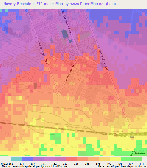 Navoiy,Uzbekistan Elevation Map