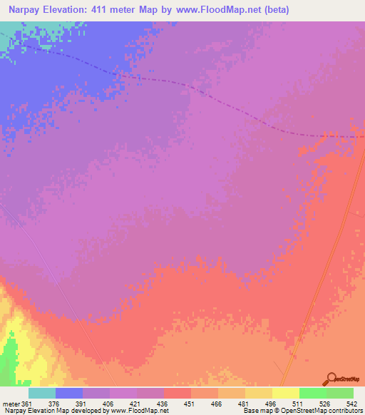 Narpay,Uzbekistan Elevation Map