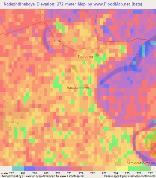 Nadezhdinskoye,Uzbekistan Elevation Map