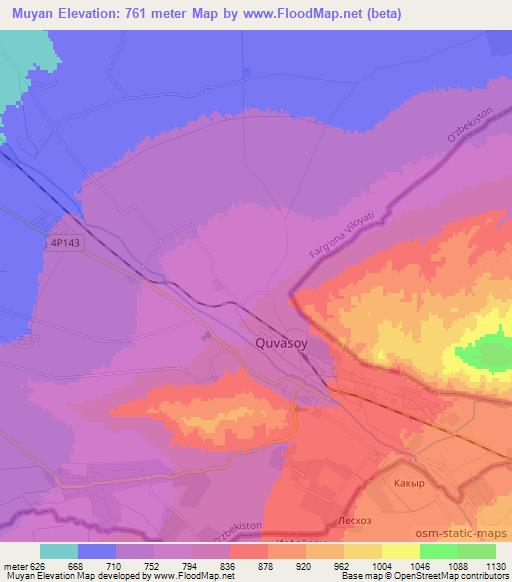 Muyan,Uzbekistan Elevation Map