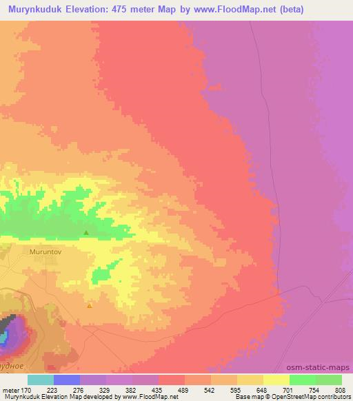 Murynkuduk,Uzbekistan Elevation Map