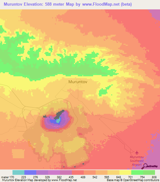 Muruntov,Uzbekistan Elevation Map