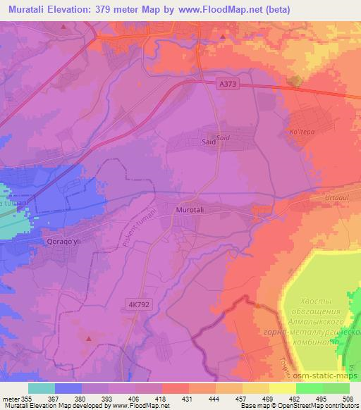 Muratali,Uzbekistan Elevation Map