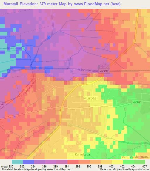 Muratali,Uzbekistan Elevation Map