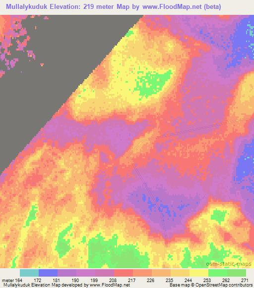 Mullalykuduk,Uzbekistan Elevation Map