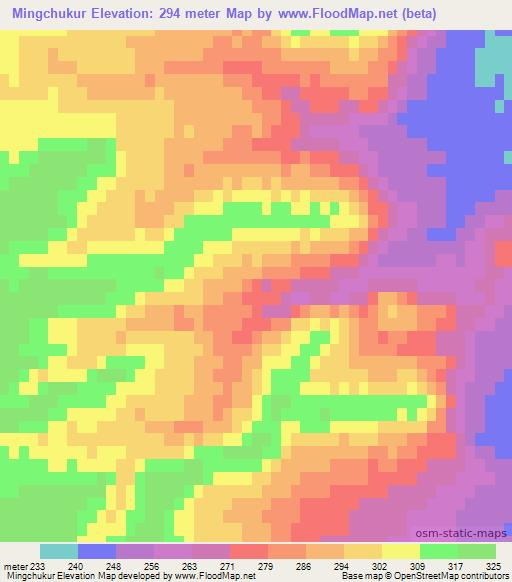 Mingchukur,Uzbekistan Elevation Map