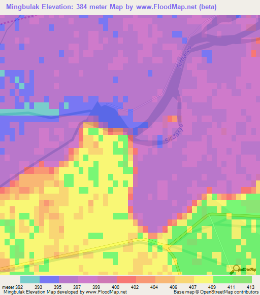 Mingbulak,Uzbekistan Elevation Map