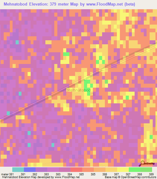 Mehnatobod,Uzbekistan Elevation Map