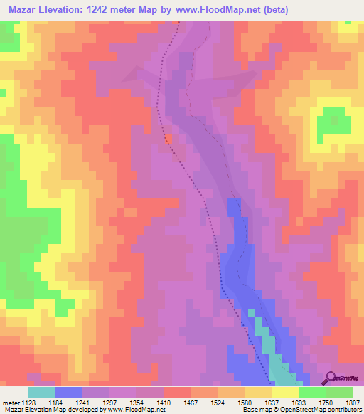 Mazar,Uzbekistan Elevation Map