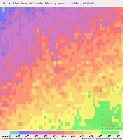 Mazar,Uzbekistan Elevation Map