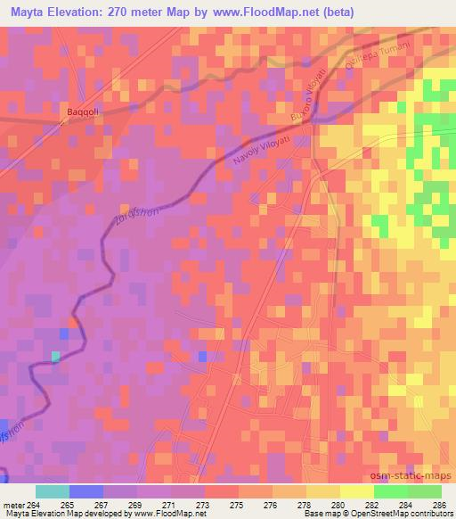 Mayta,Uzbekistan Elevation Map