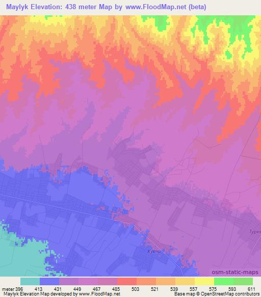 Maylyk,Uzbekistan Elevation Map