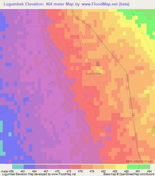 Lugumbek,Uzbekistan Elevation Map