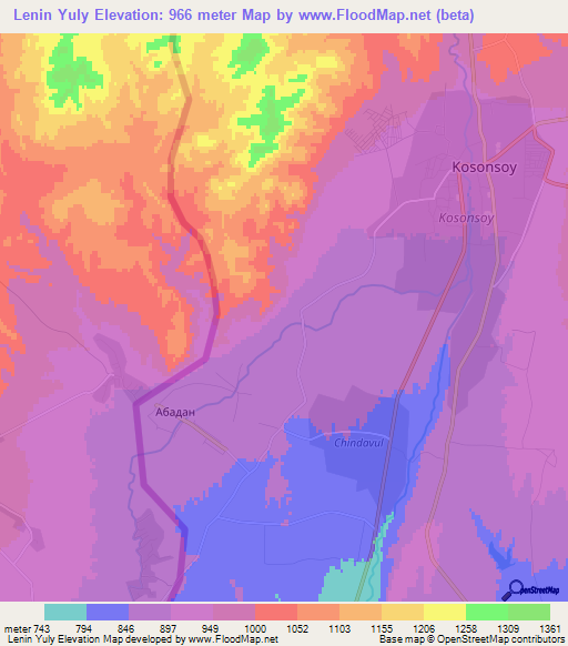 Lenin Yuly,Uzbekistan Elevation Map