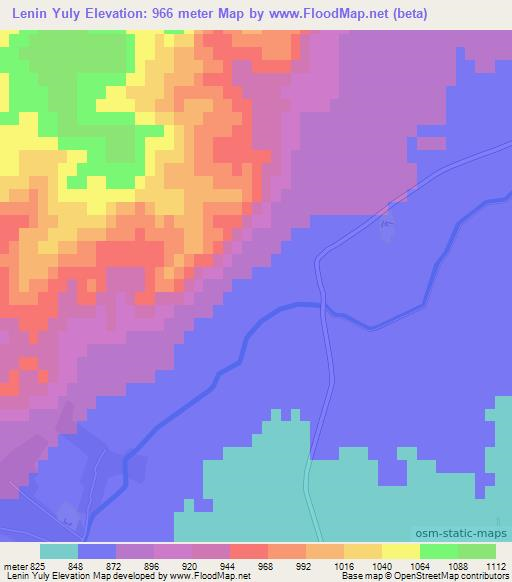 Lenin Yuly,Uzbekistan Elevation Map
