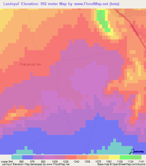 Leninyul',Uzbekistan Elevation Map