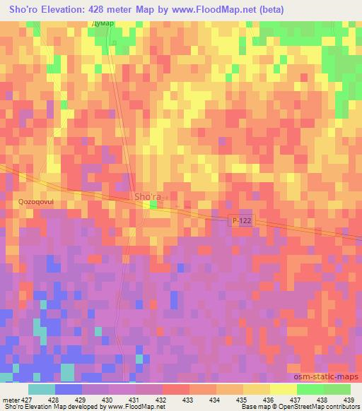 Sho'ro,Uzbekistan Elevation Map