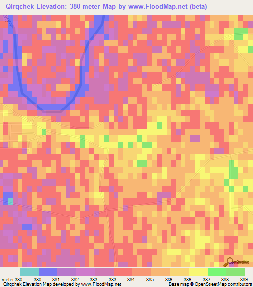 Qirqchek,Uzbekistan Elevation Map