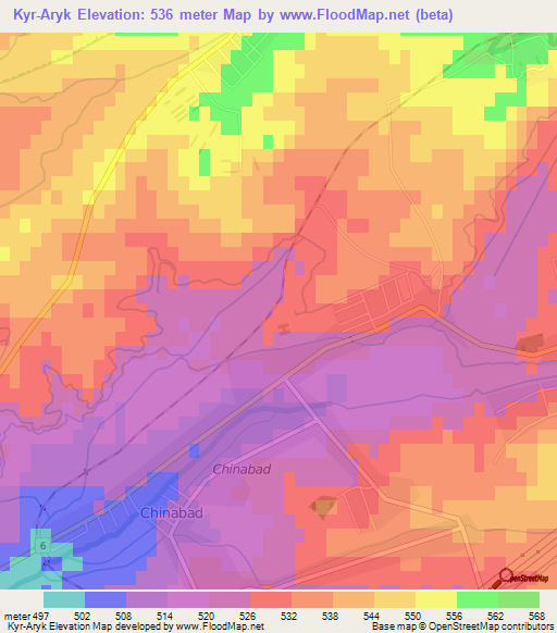 Kyr-Aryk,Uzbekistan Elevation Map